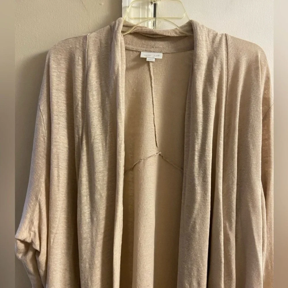 J. Jill love linen Beige Draped Cardigan 4X - Picture 3 of 8